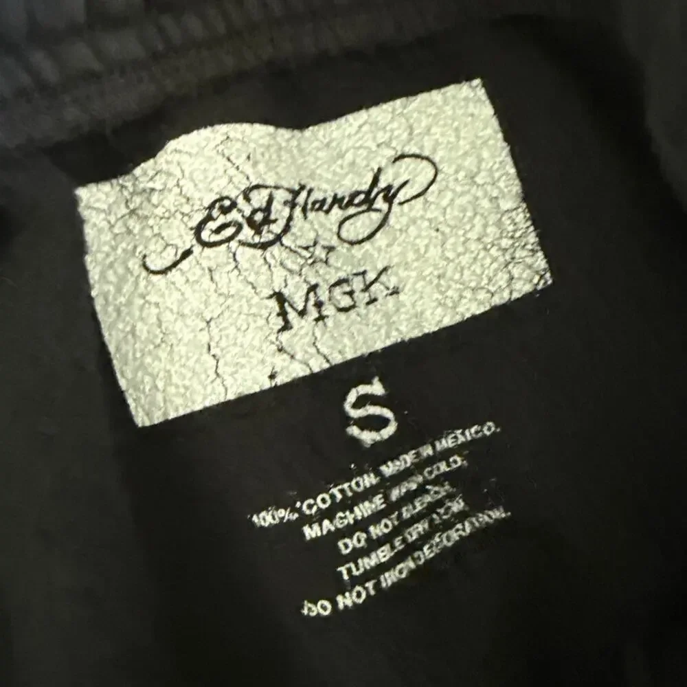 Ed Hardy x MGK Flames Rhinestone Hoodie and Sweatpants Size S in Black